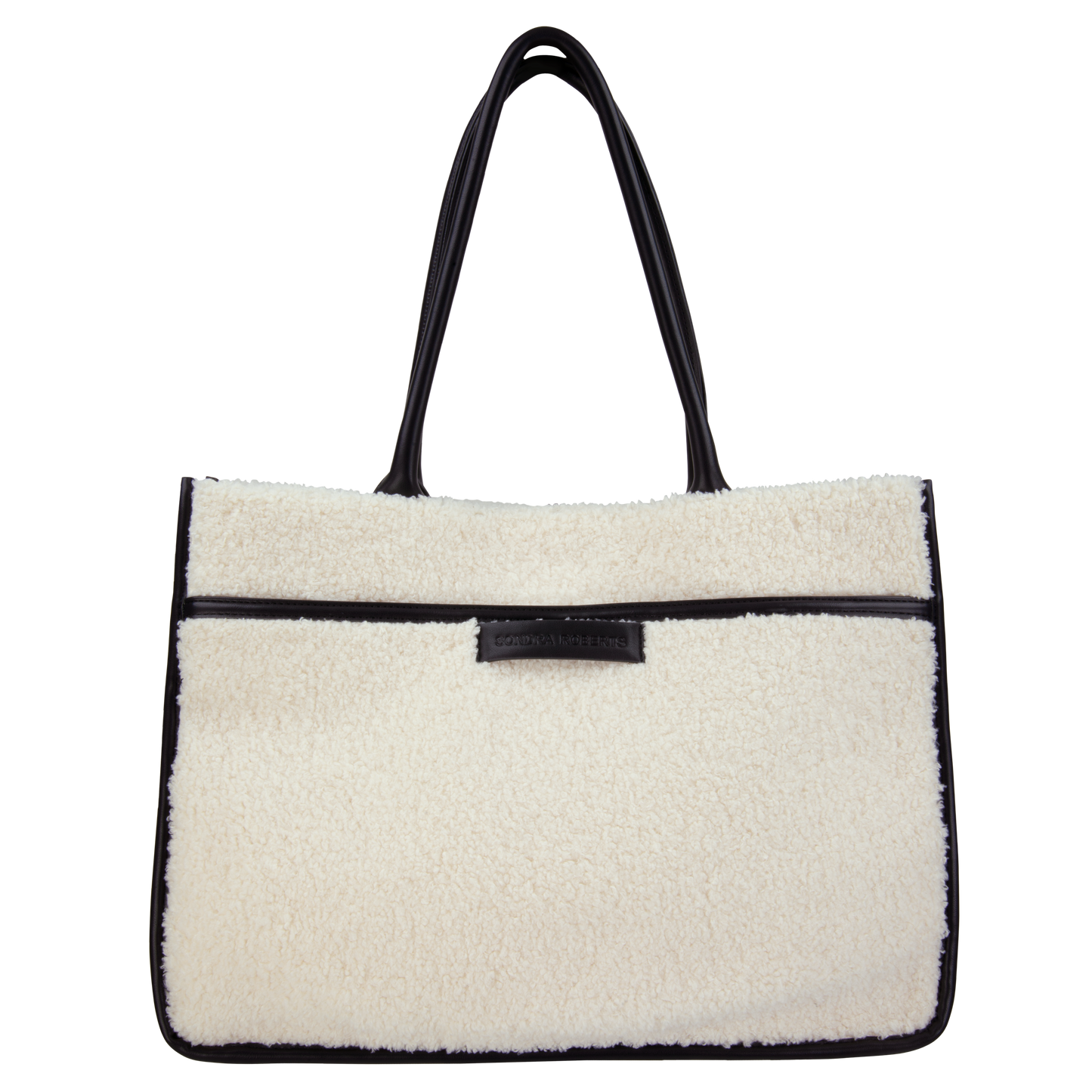 Large Tote In One Tone Shearing With Trim Ivory