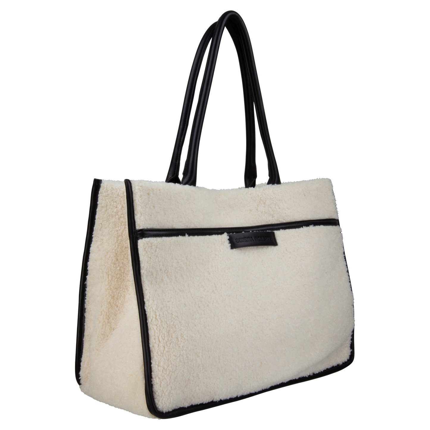 Large Tote In One Tone Shearing With Trim Ivory