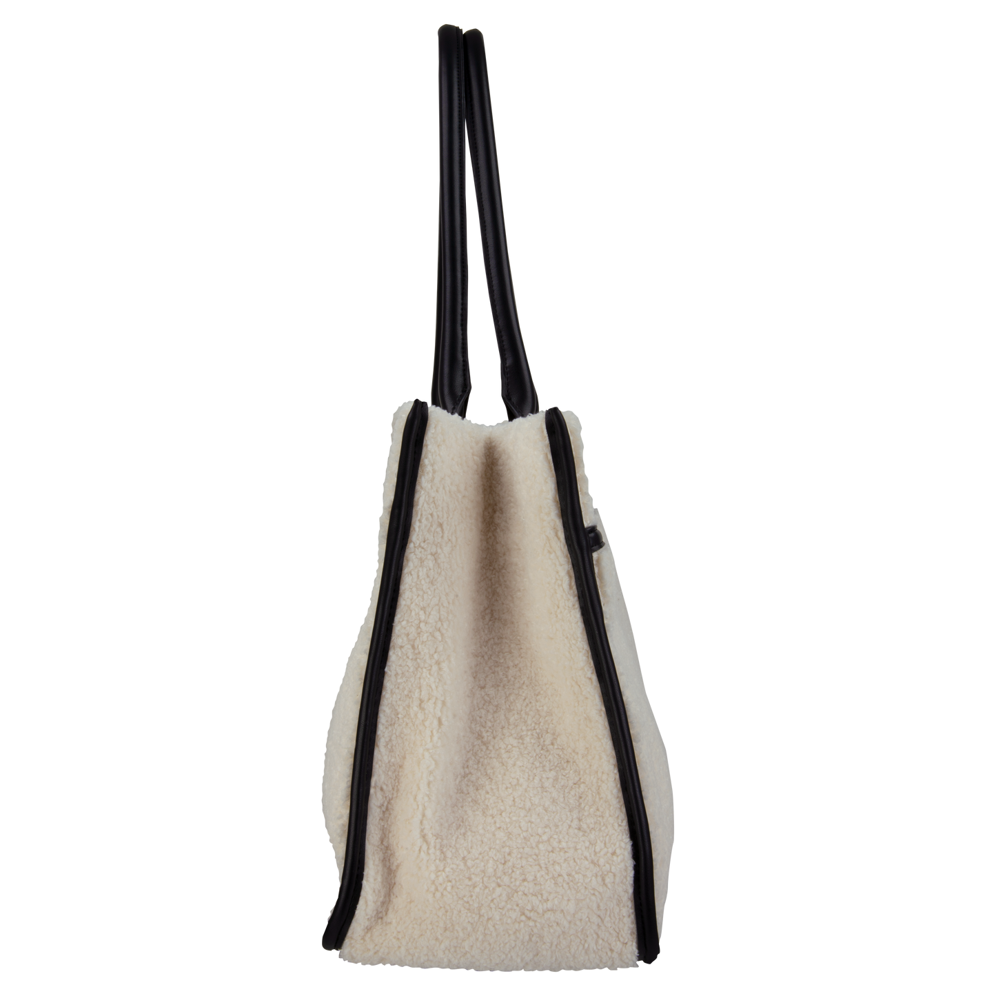 Large Tote In One Tone Shearing With Trim Ivory