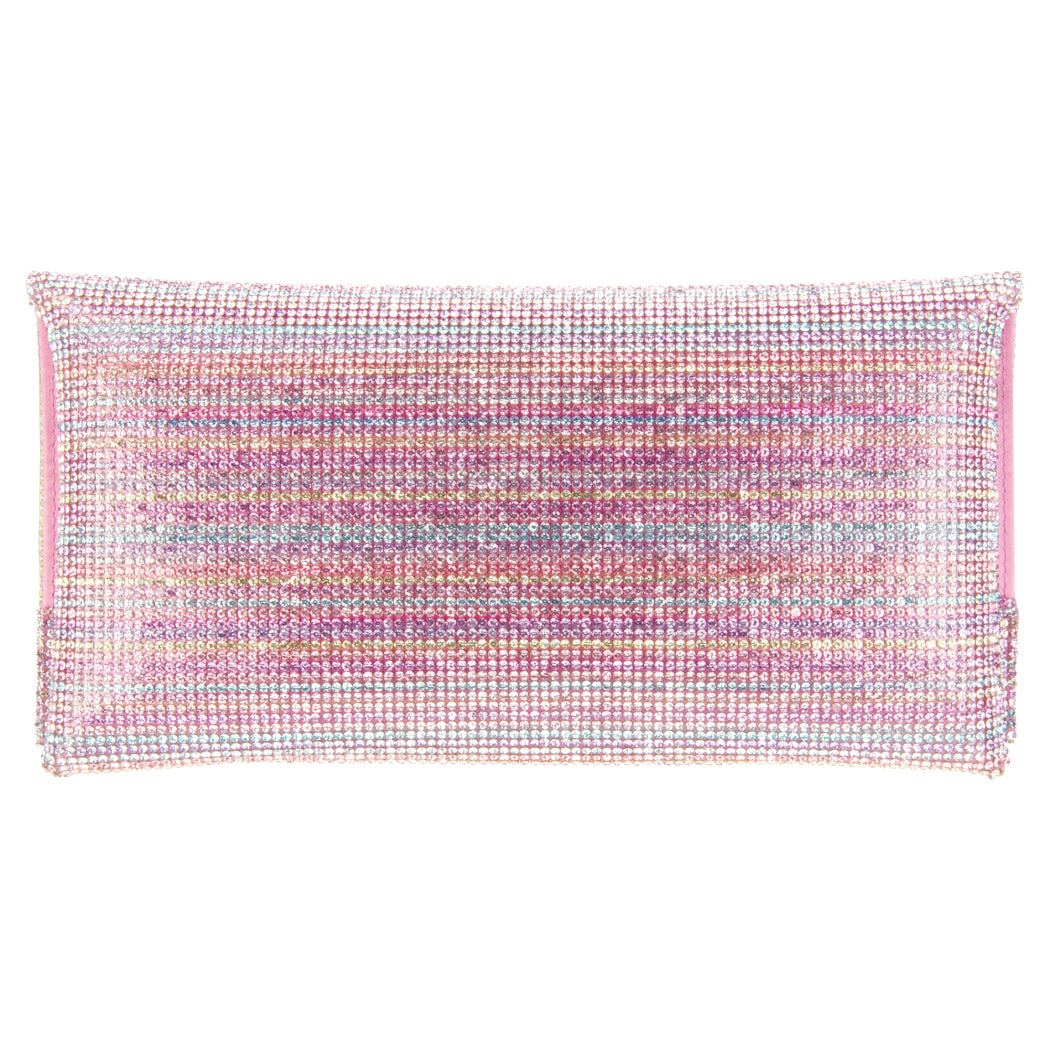Crystal Panel Fold Over Clutch Pink