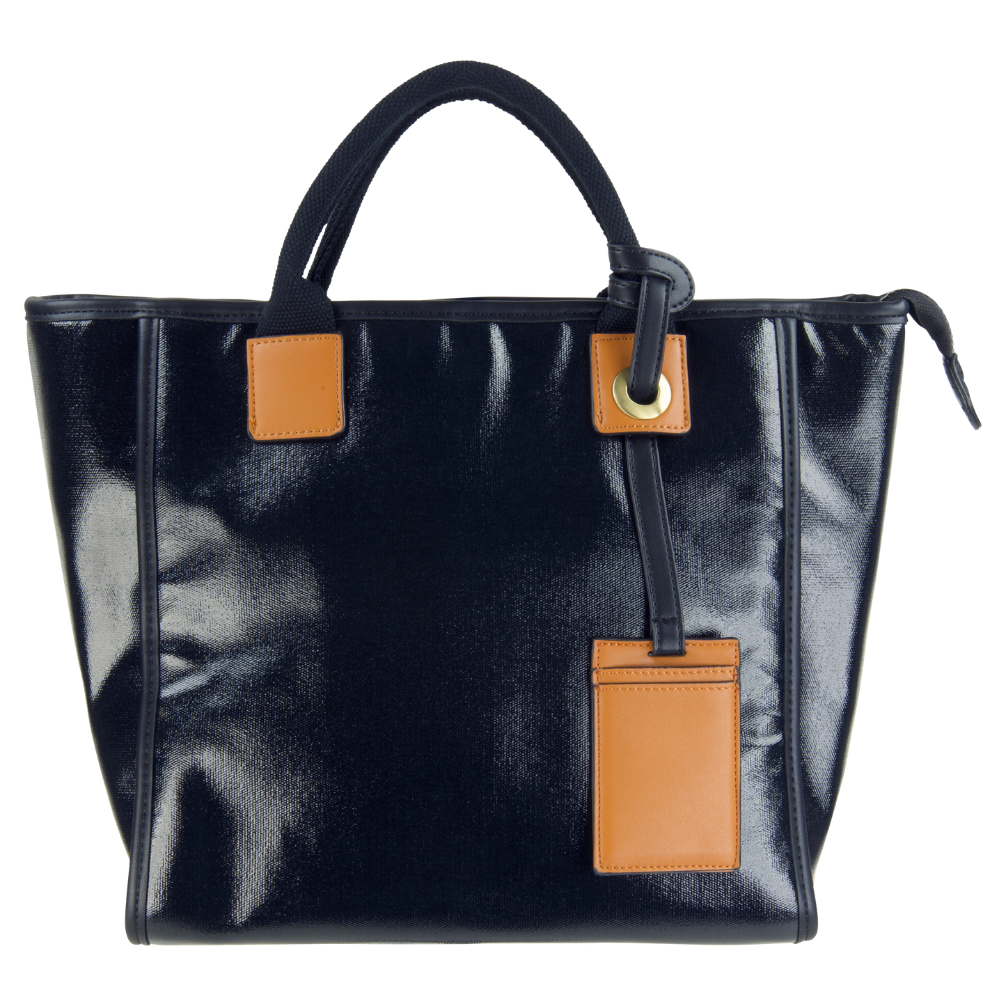 Coated Canvas Squared Tote Black