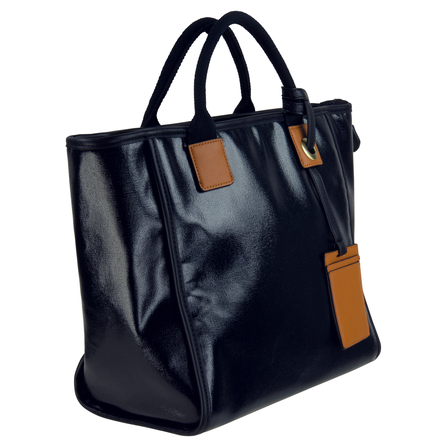 Coated Canvas Squared Tote Black