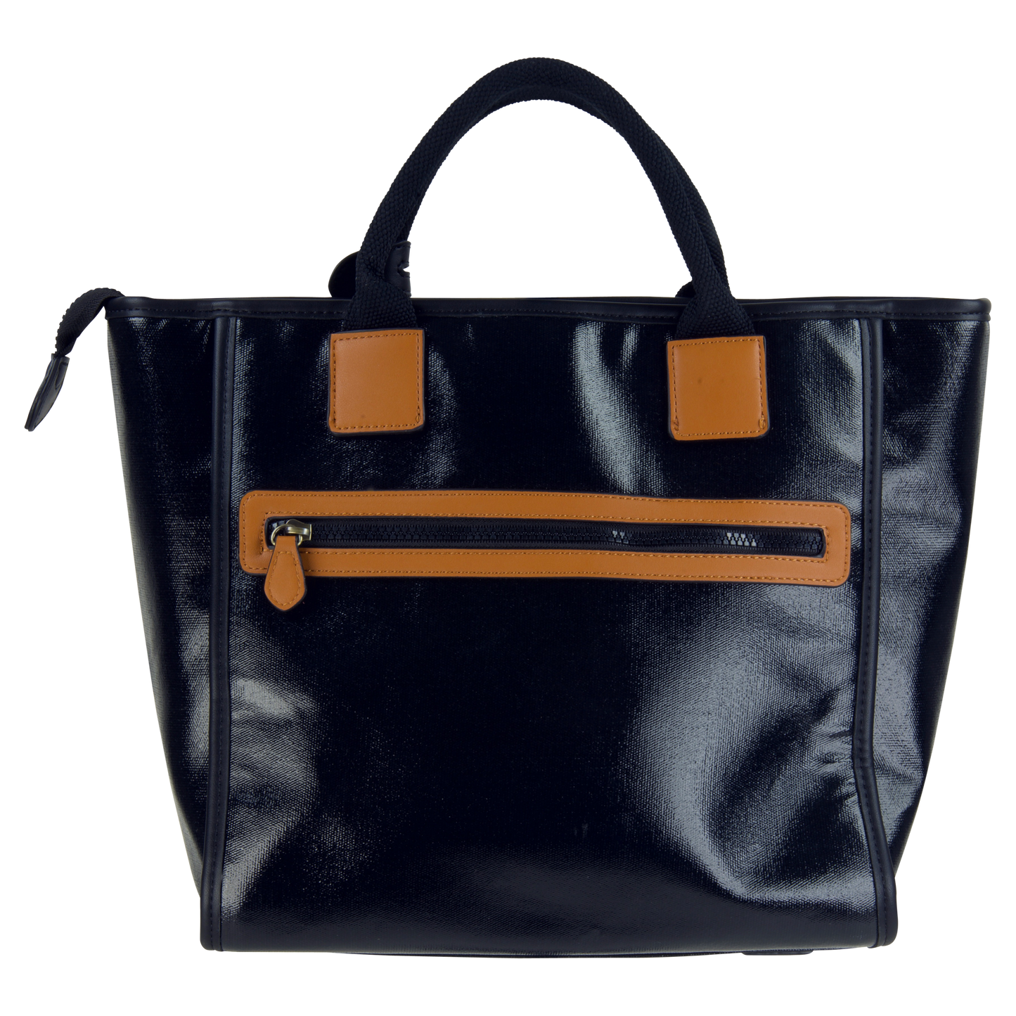 Coated Canvas Squared Tote Black