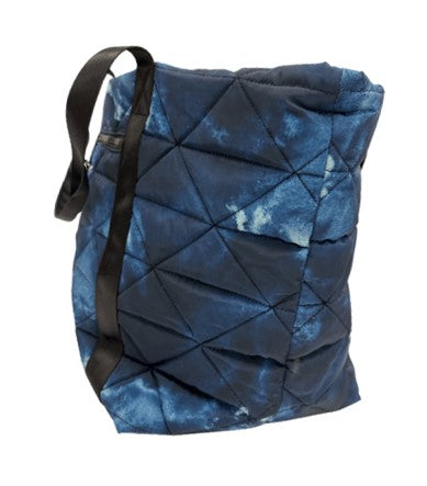 Diamond Quilted Tie Dye Printed Nylon Weekender Tote Navy