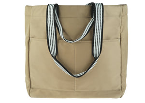 Nylon Tote with Stripped Double Handles
