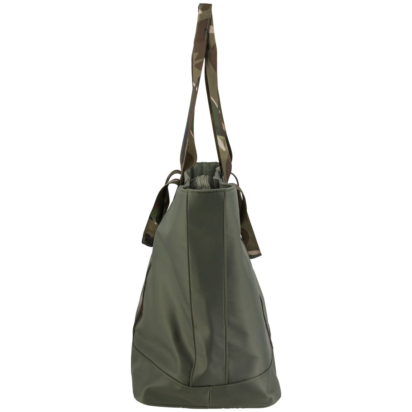 Large Nylon Shopper With Camo Detail And Double Handles Olive