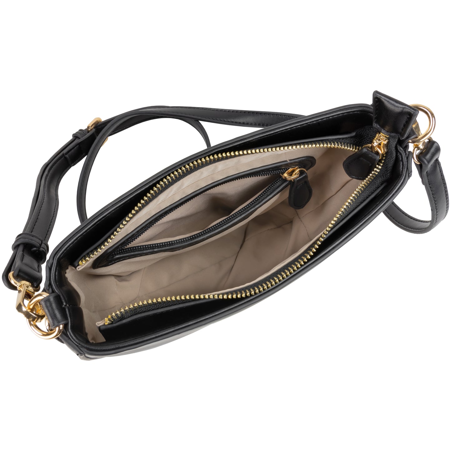 Faux Leather Crossbody With Chain Detail Black