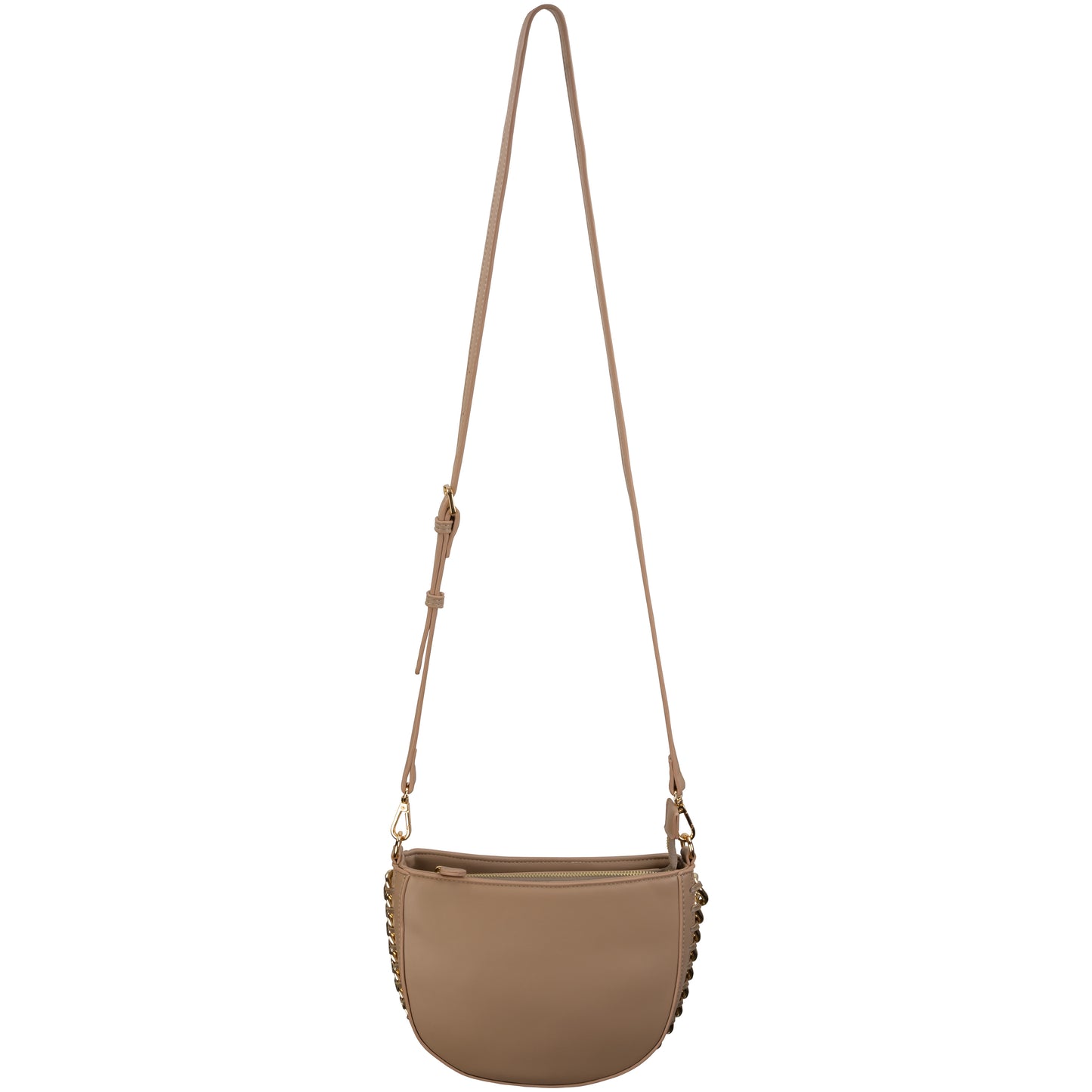 Faux Leather Crossbody With Chain Detail Taupe