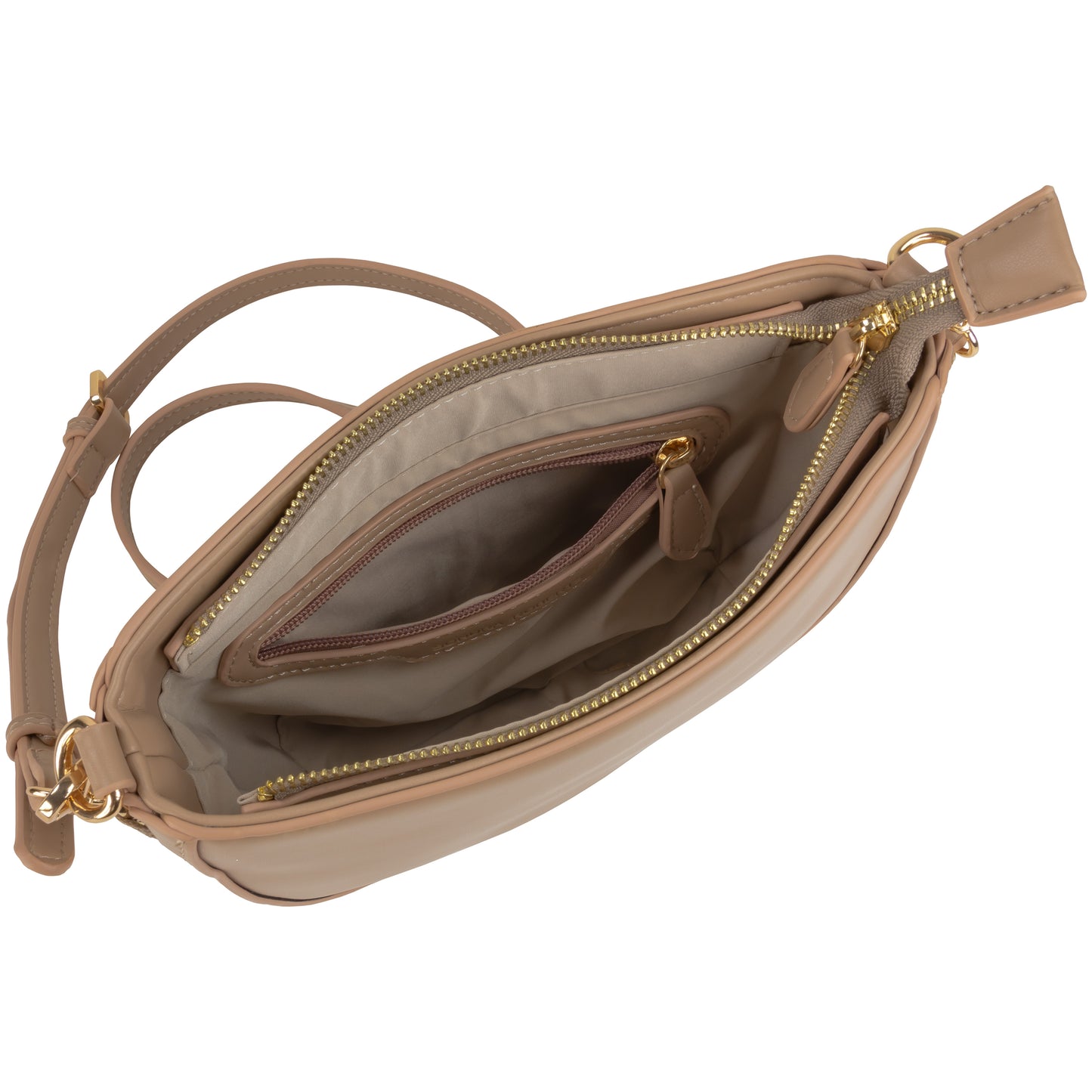 Faux Leather Crossbody With Chain Detail Taupe