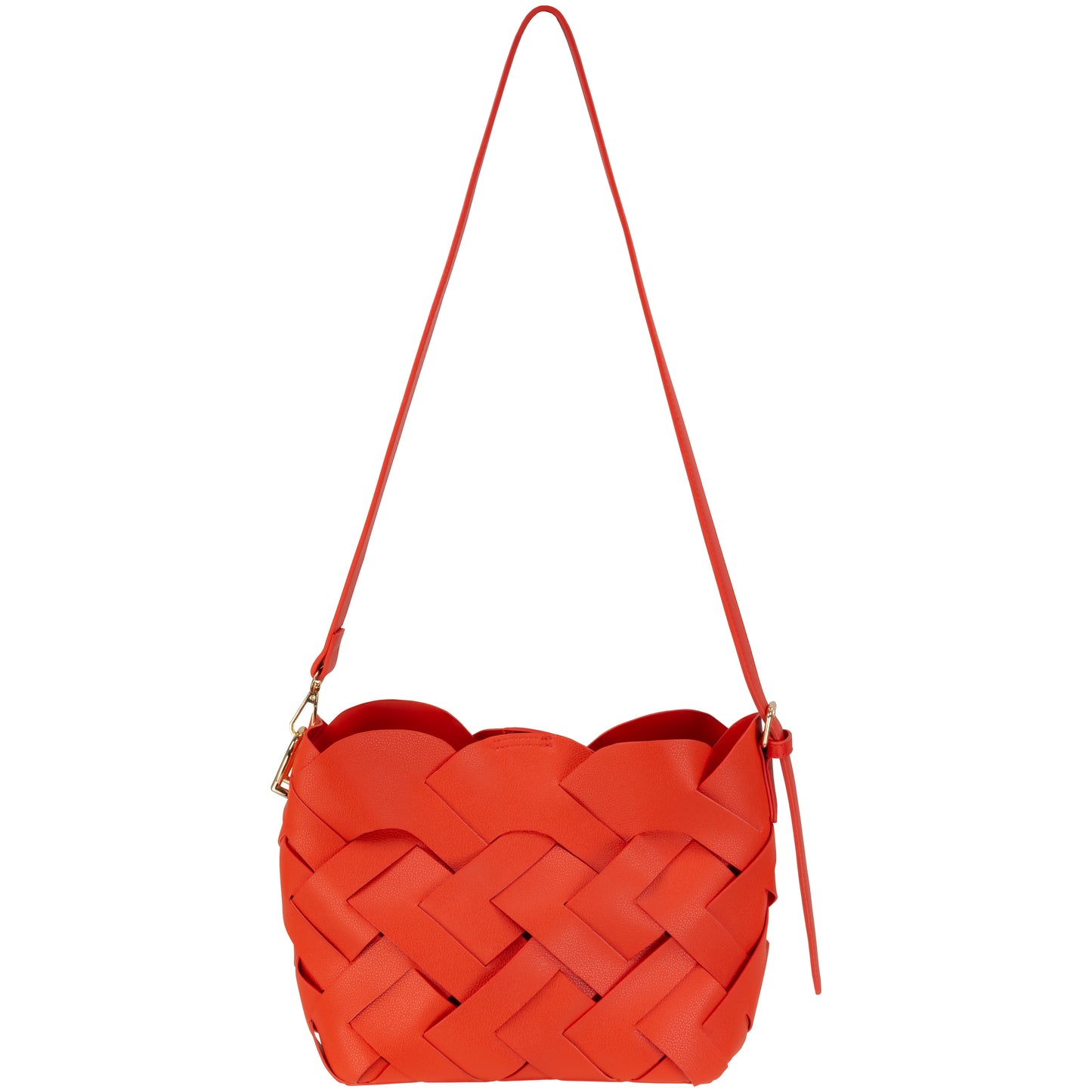 Faux Leather Woven Crossbody Orange