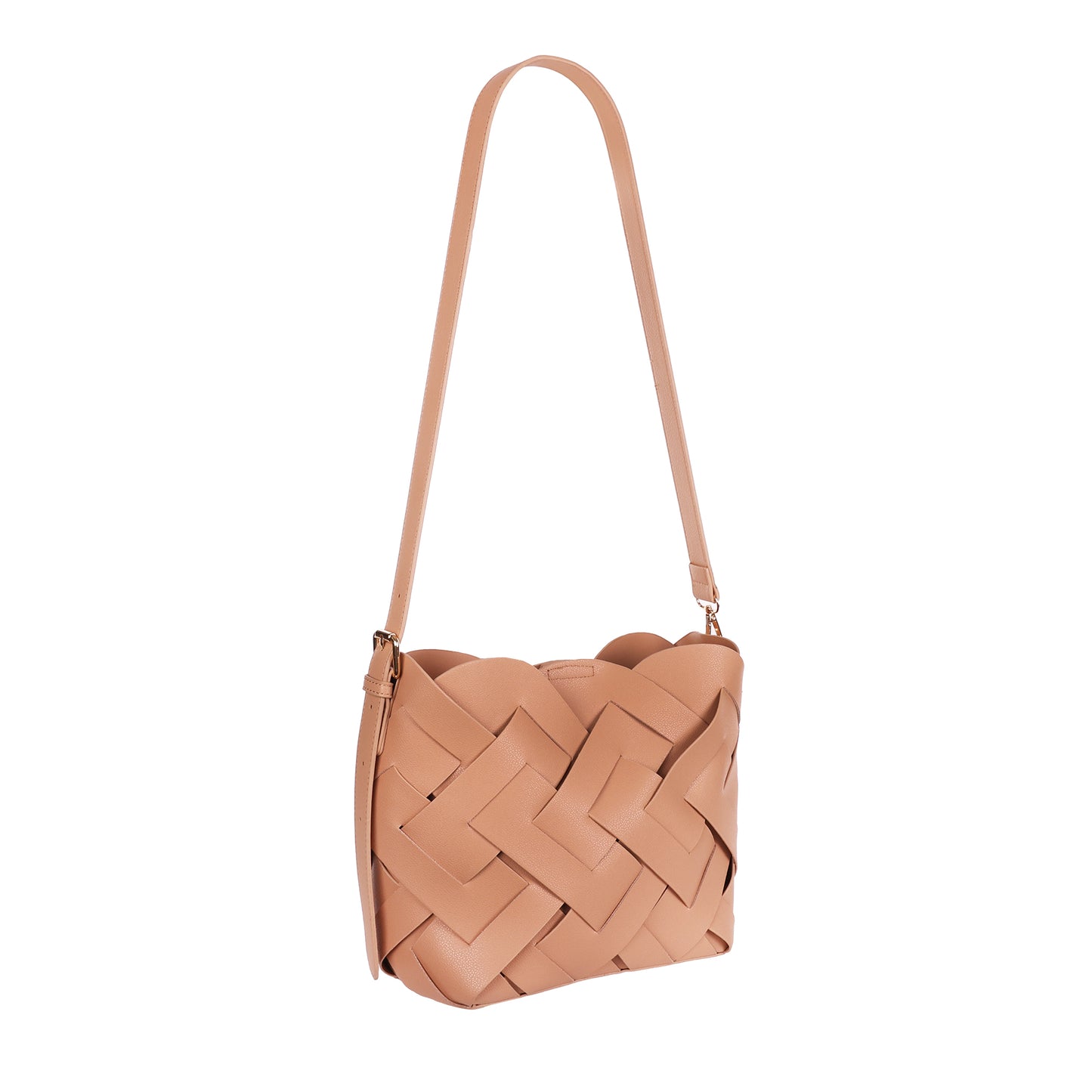 Faux Leather Woven Crossbody Natural