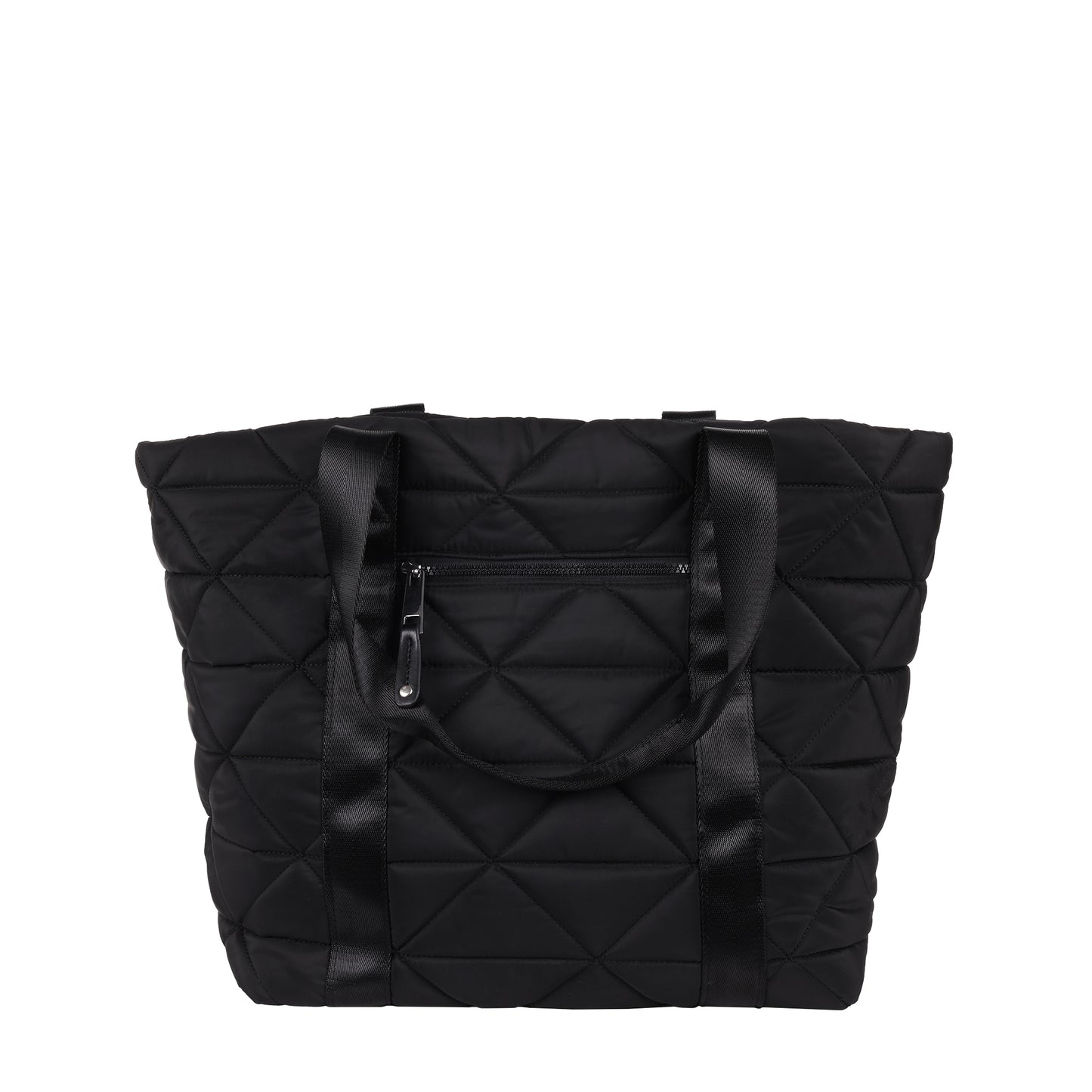 Quilted Diamond Nylon Weekender Tote Black