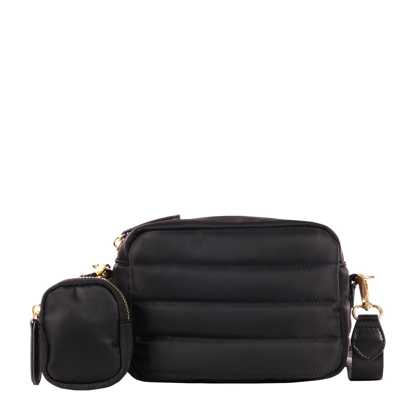 Nylon Camera Bag With Ribbed Detail Black