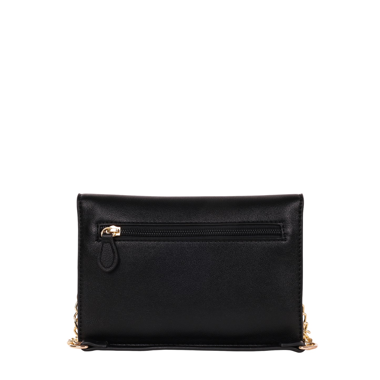 Faux Leather Crossbody With Chain Strap Black