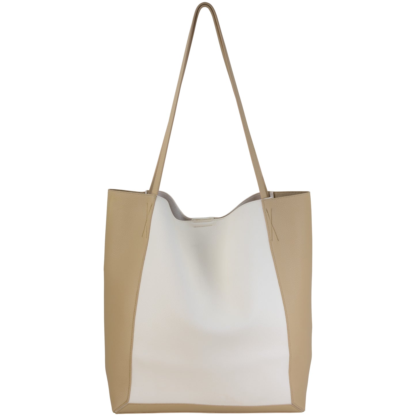 Color Blocked Nappa Faux Leather Tote Natural