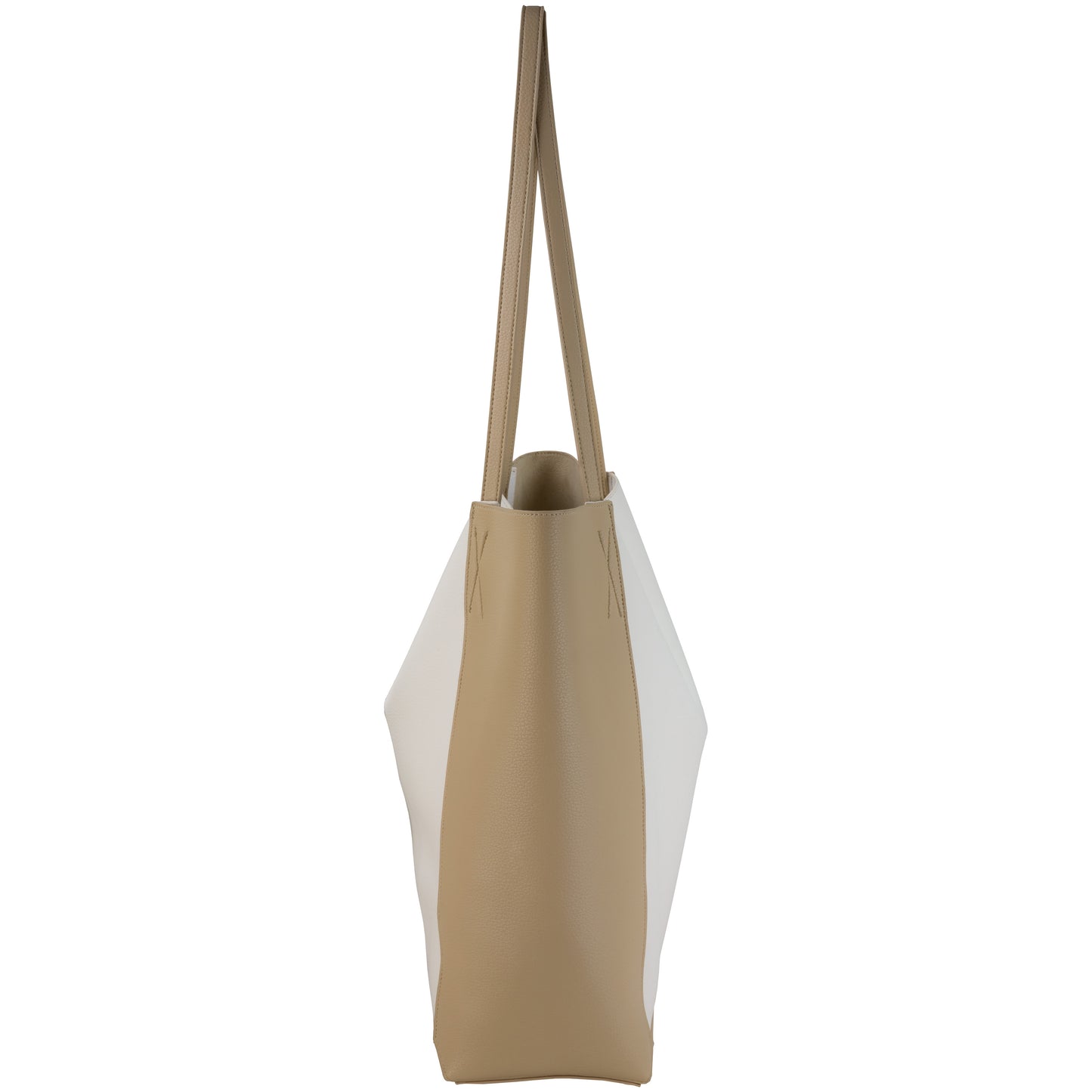 Color Blocked Nappa Faux Leather Tote Natural