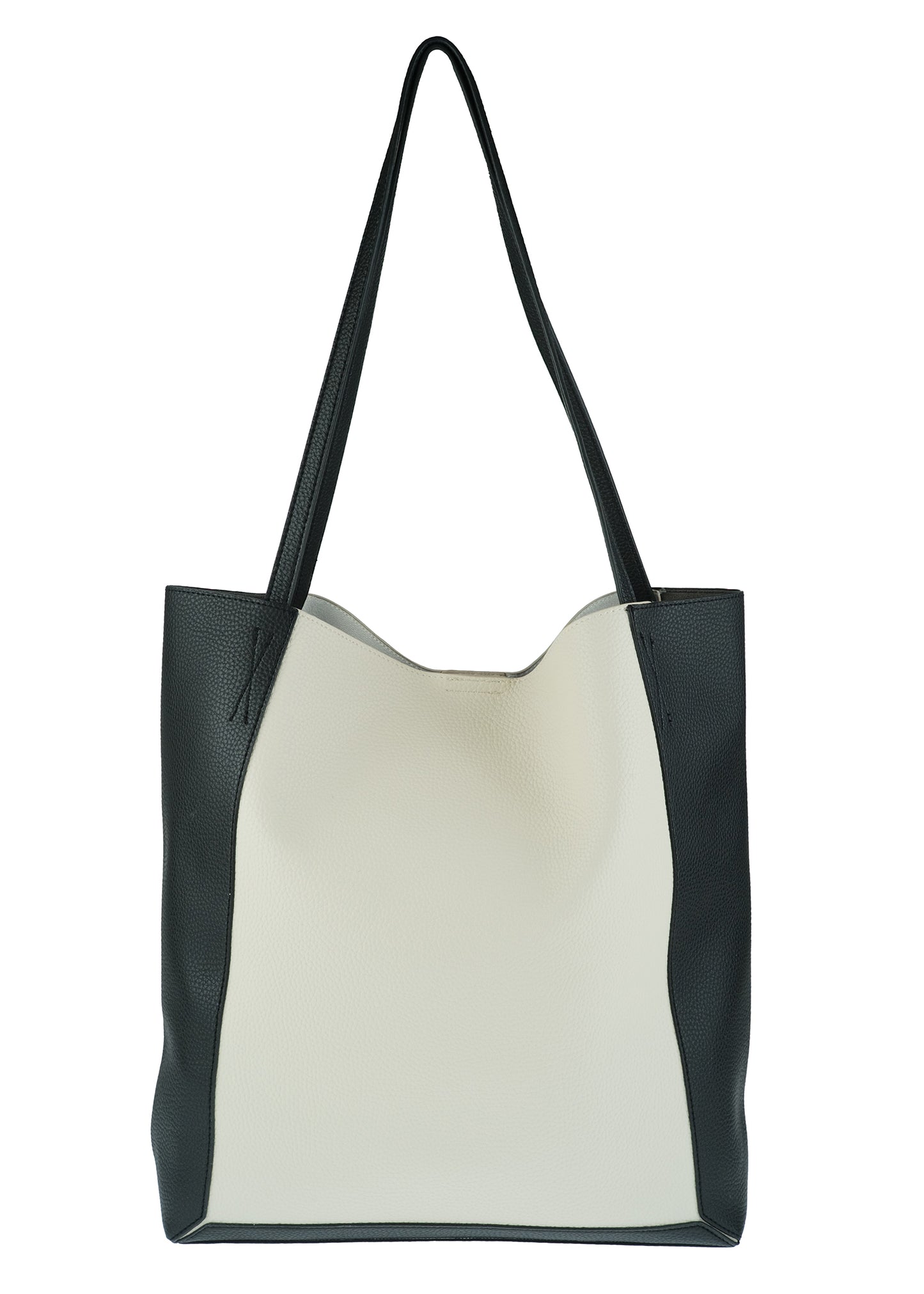 Color Blocked Nappa Faux Leather Tote Black