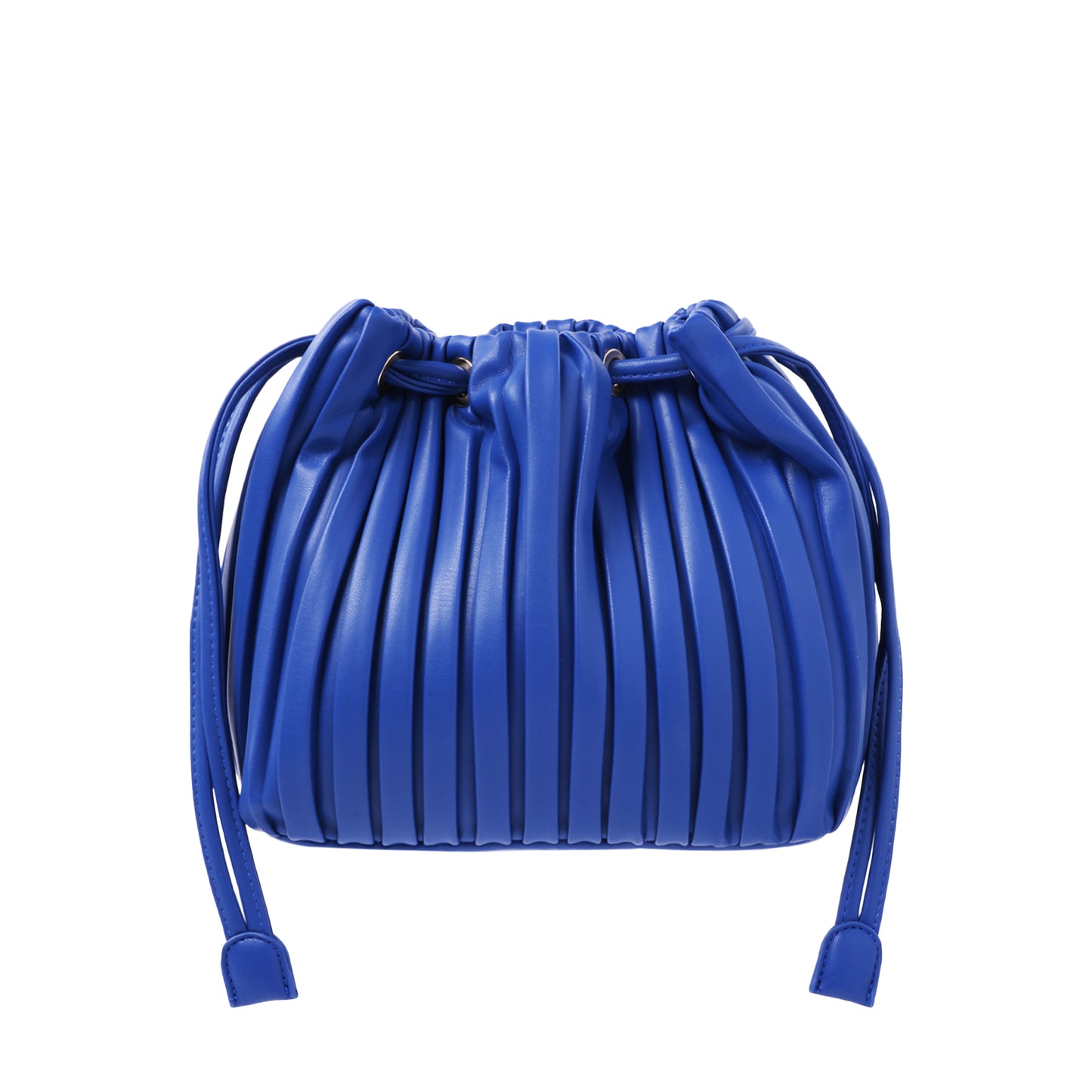 Pleated Soft Nappa Drawstring Crossbody Blue