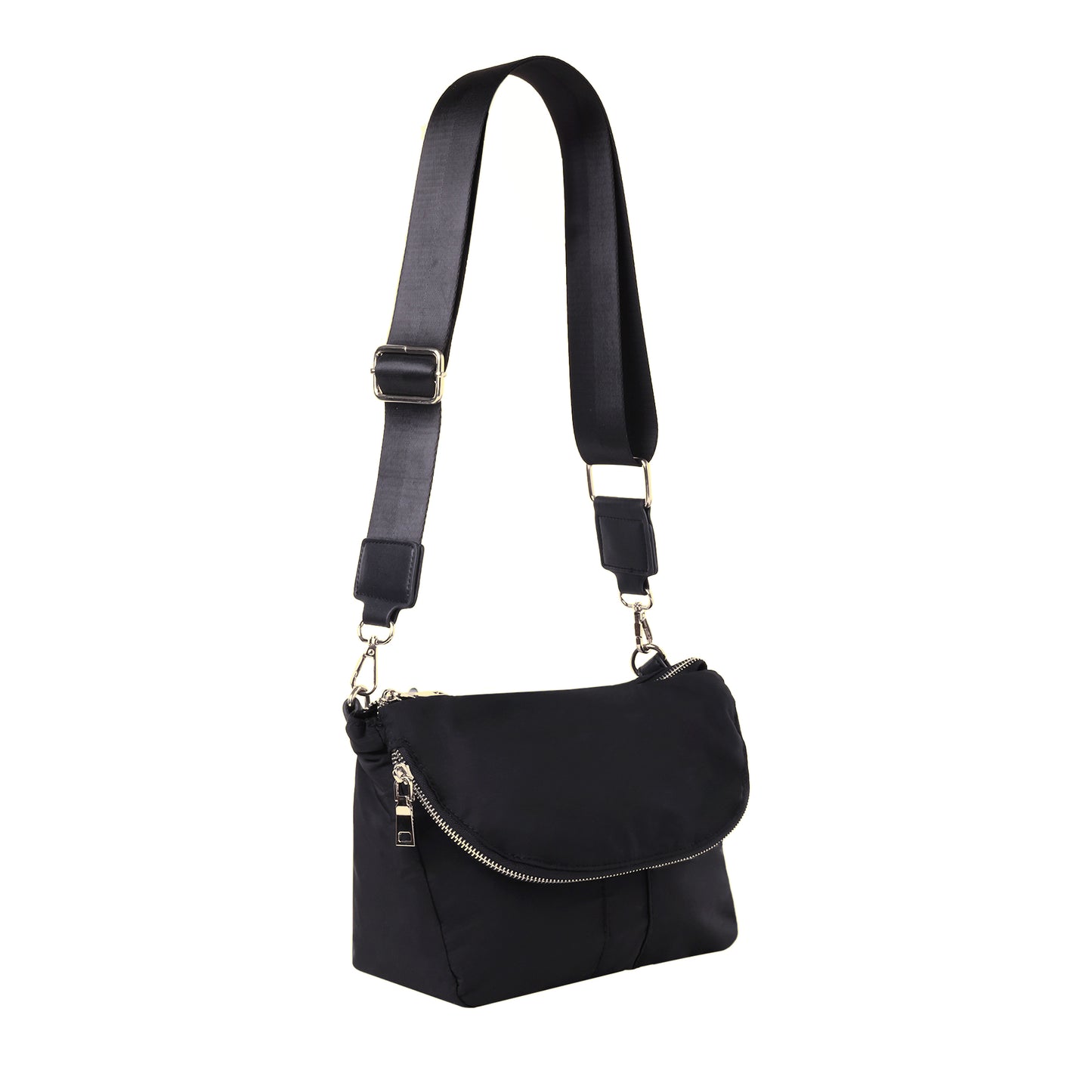 Nylon Crossbody Black with Gold