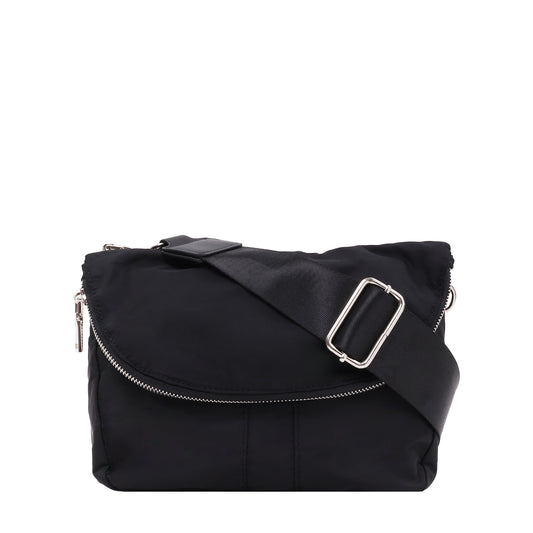 Nylon Crossbody Black with Silver