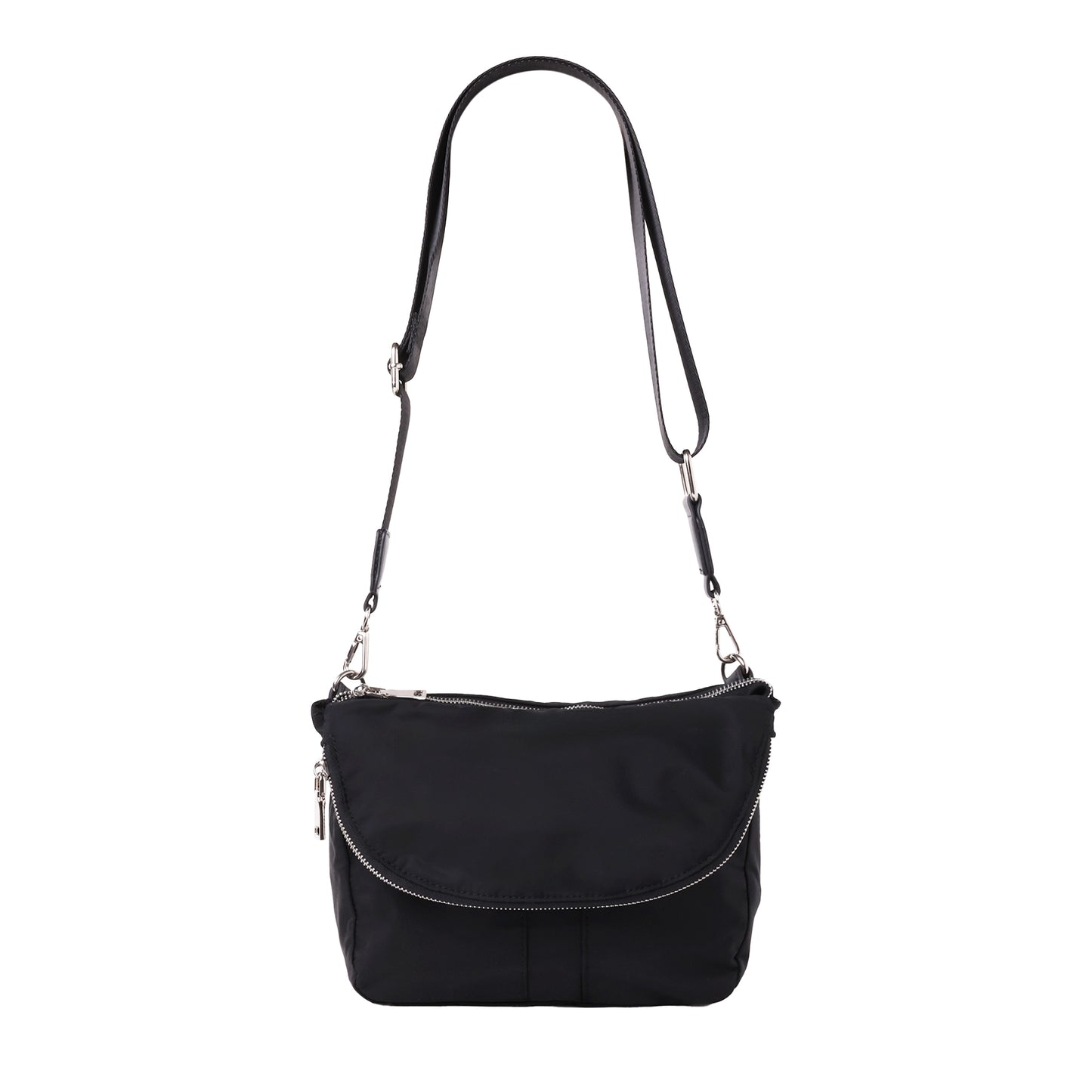 Nylon Crossbody Black with Silver