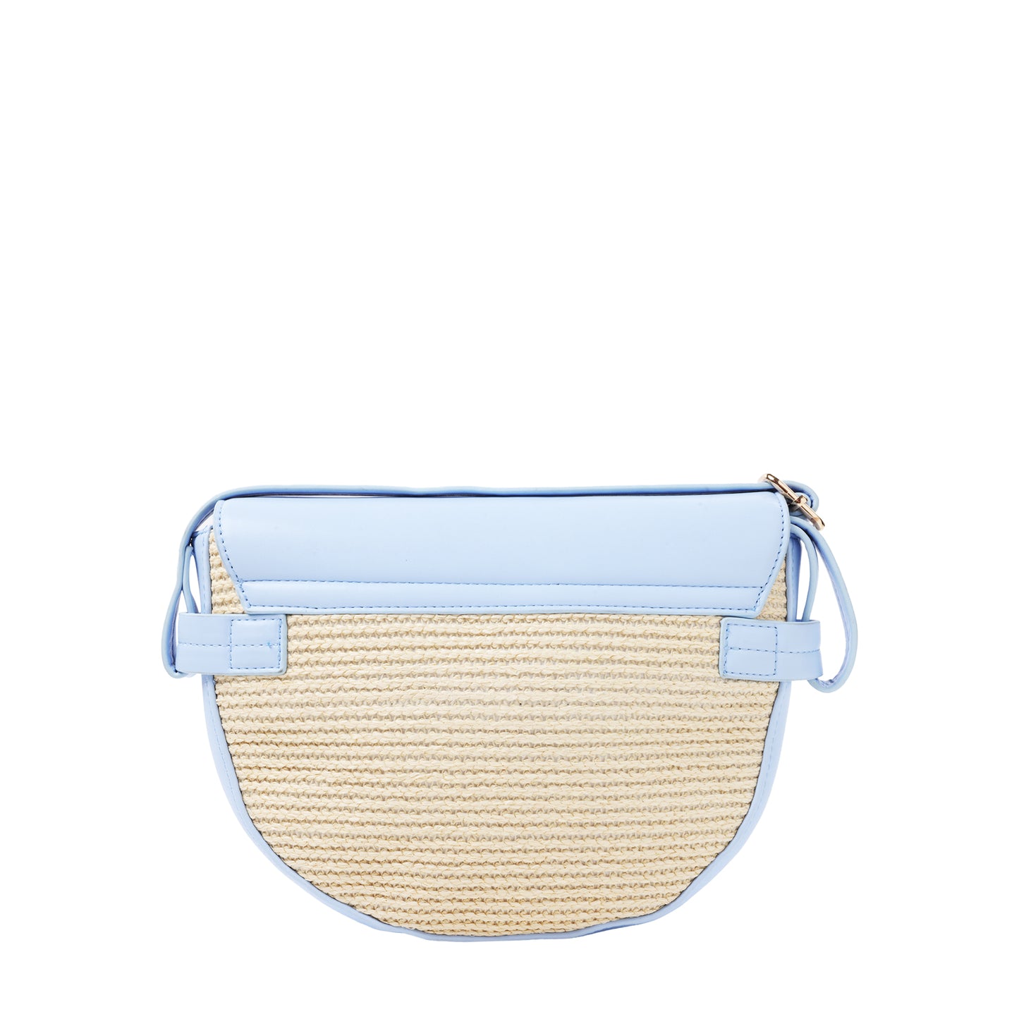 Raffia And Faux Leather Crossbody Blue