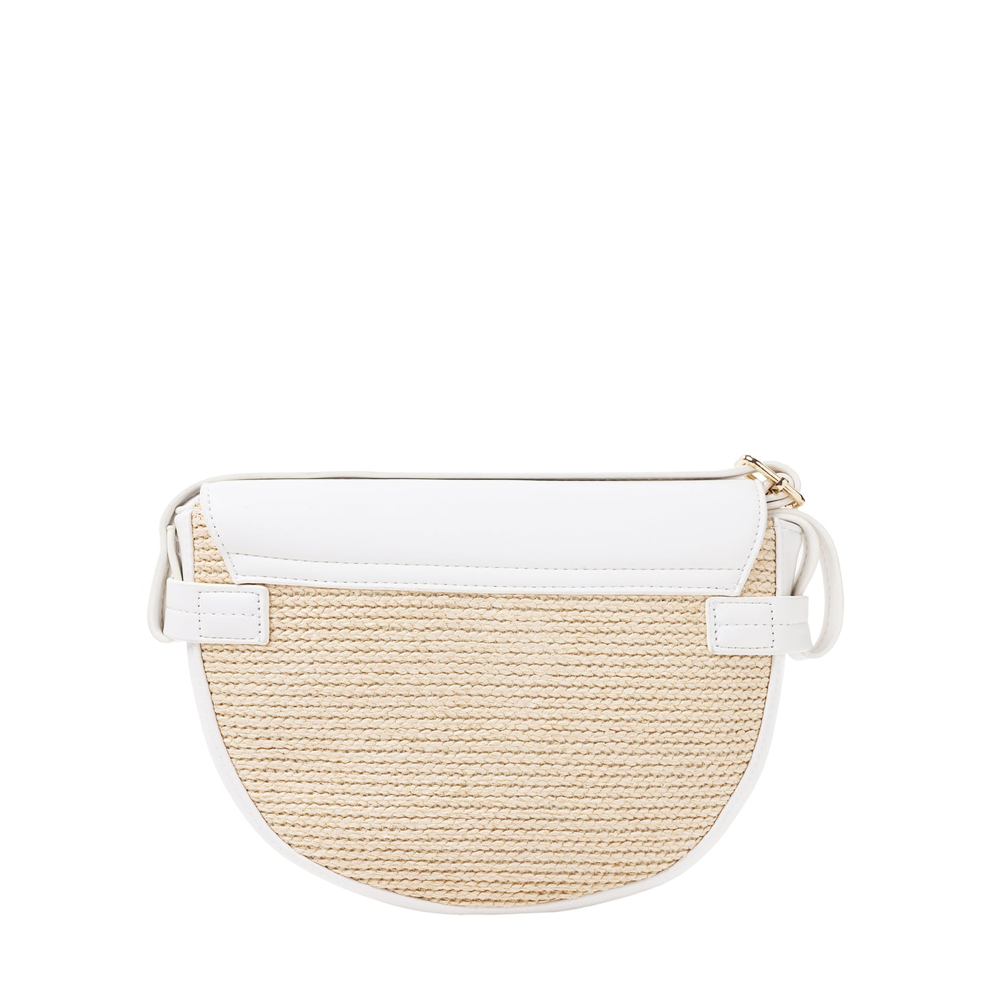 Raffia And Faux Leather Crossbody White