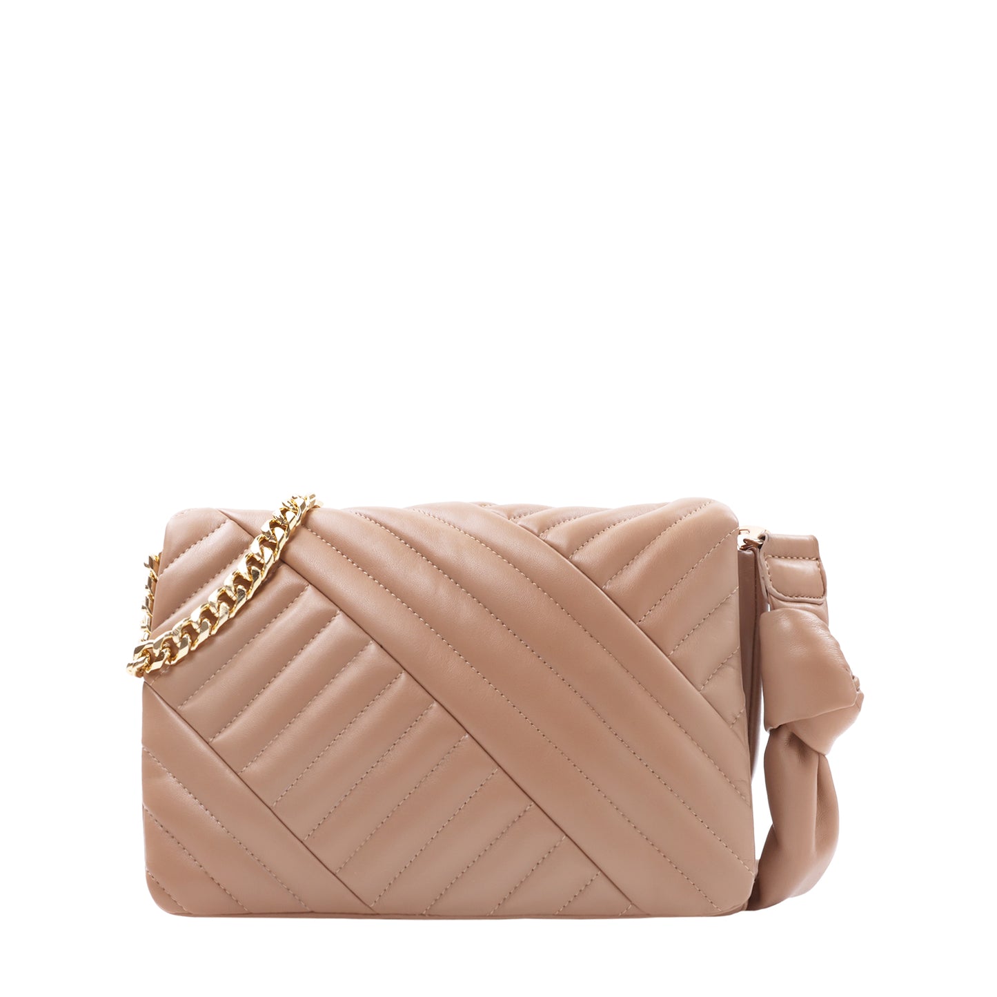 Quilted Flap Shoulder Bag Natural