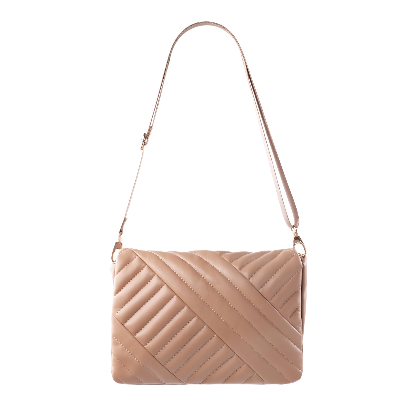 Quilted Flap Shoulder Bag Natural