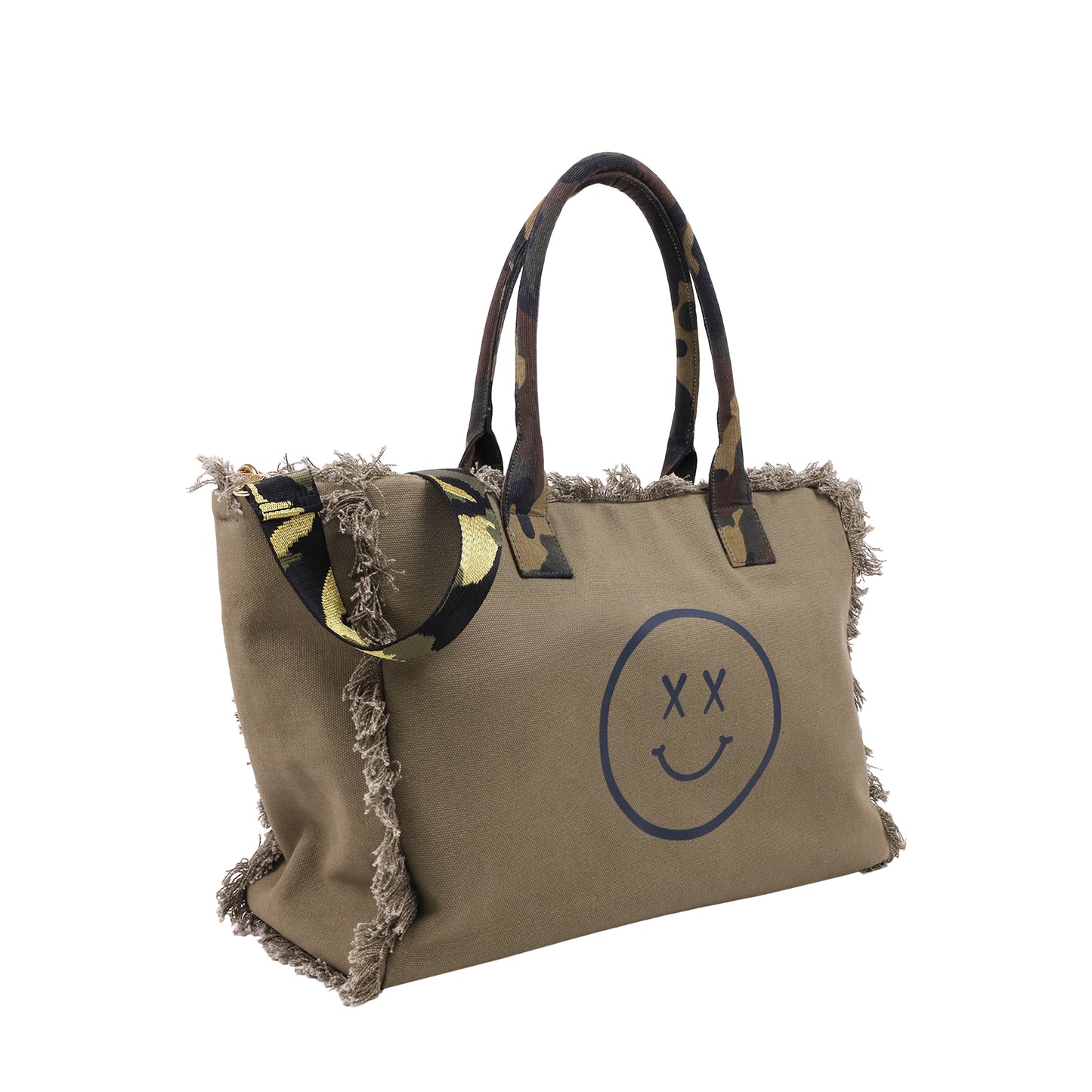 Frayed Canvas Tote Olive