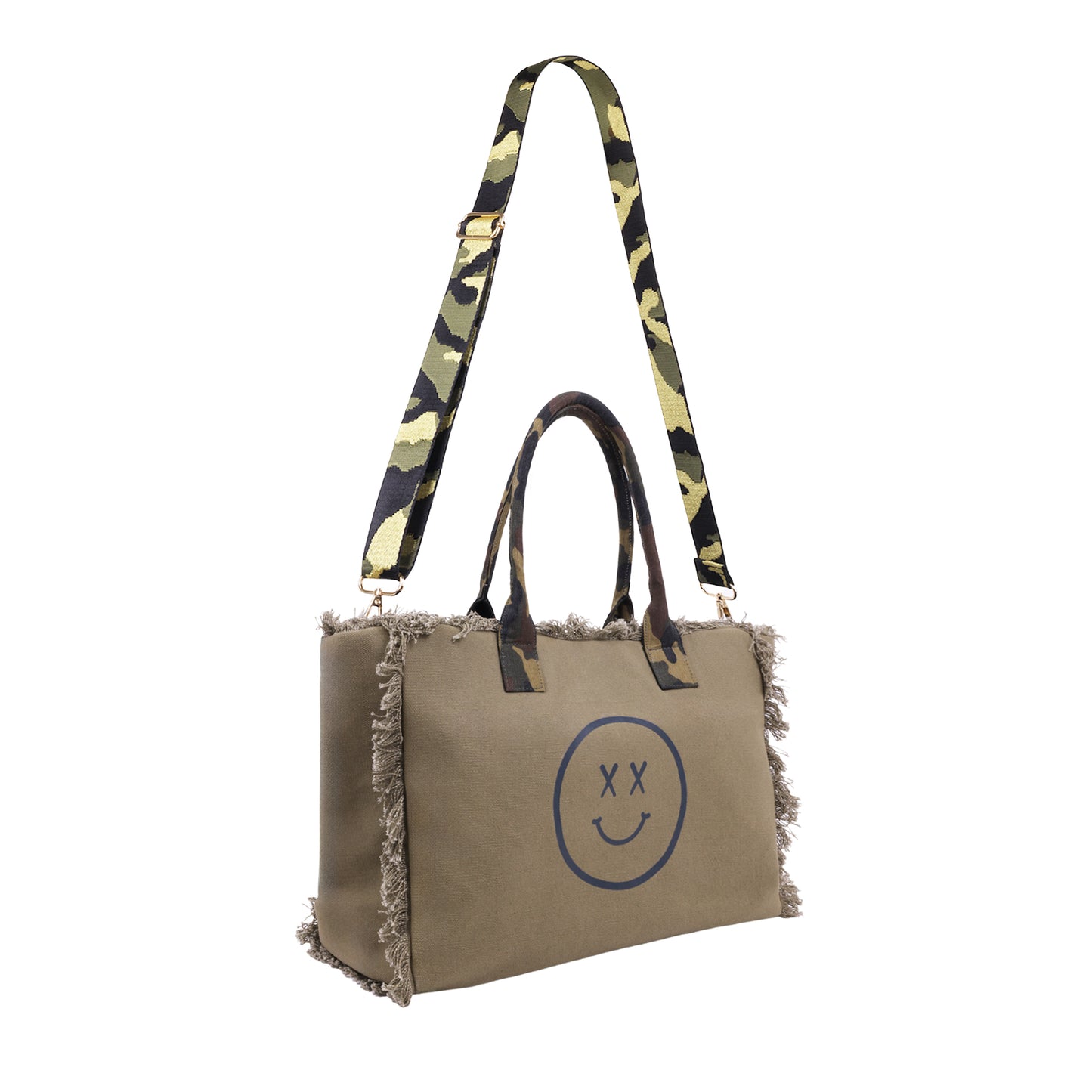 Frayed Canvas Tote Olive