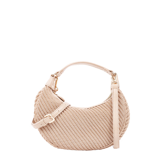 Twisted Embossed Faux Leather Mini Hobo Tan