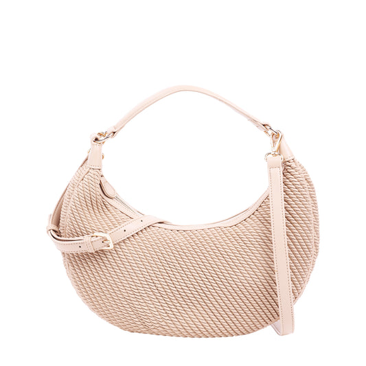 Twisted Embossed Faux Leather Hobo Tan