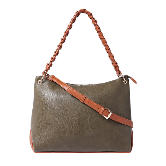 Pebbled Faux Leather Hobo Green