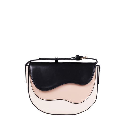 Layered Faux Leather Crossbody Black
