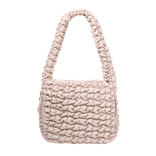 Quilted Pu Hobo Tote Bag Cream
