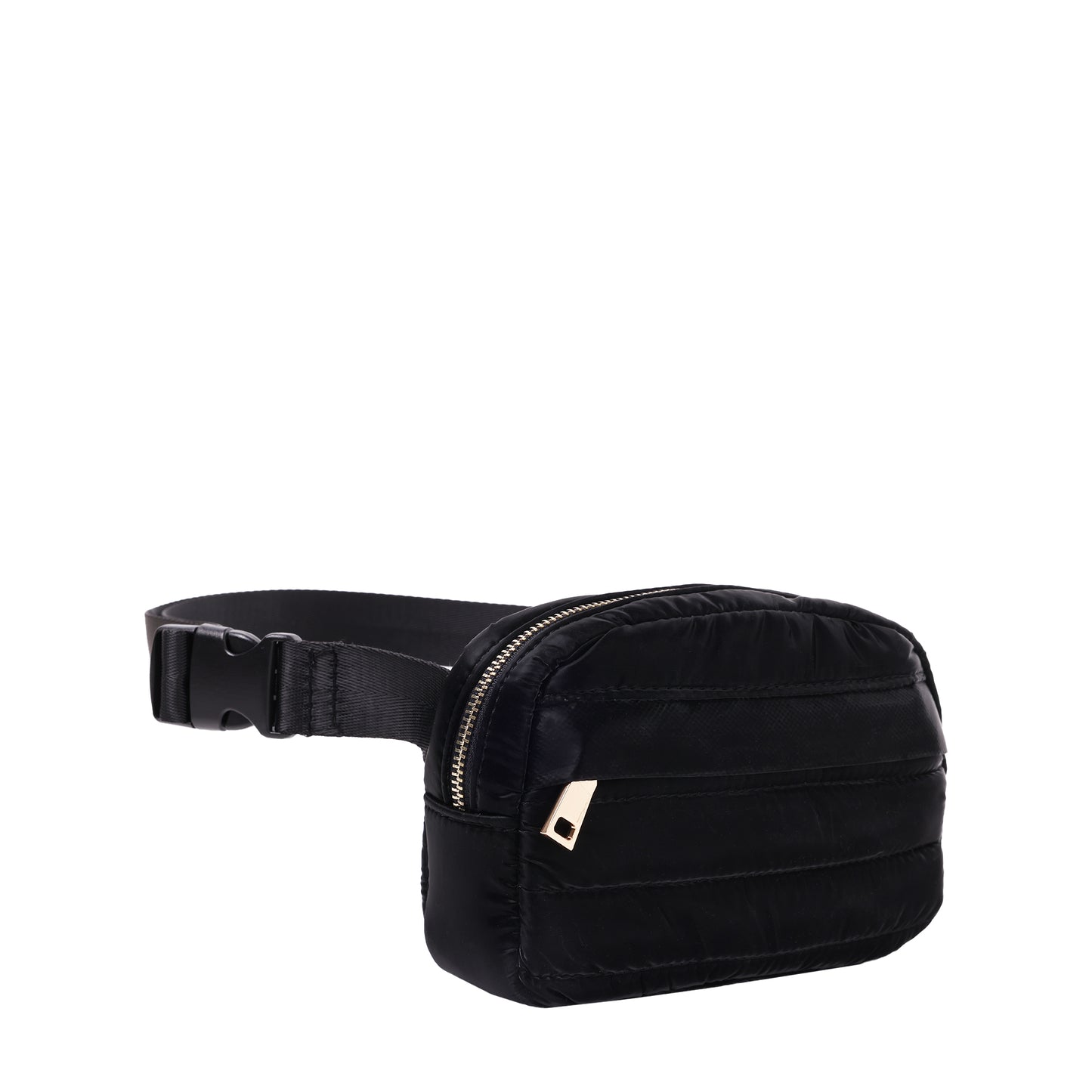 Stripe Quilted Nylon Belt Bag Black