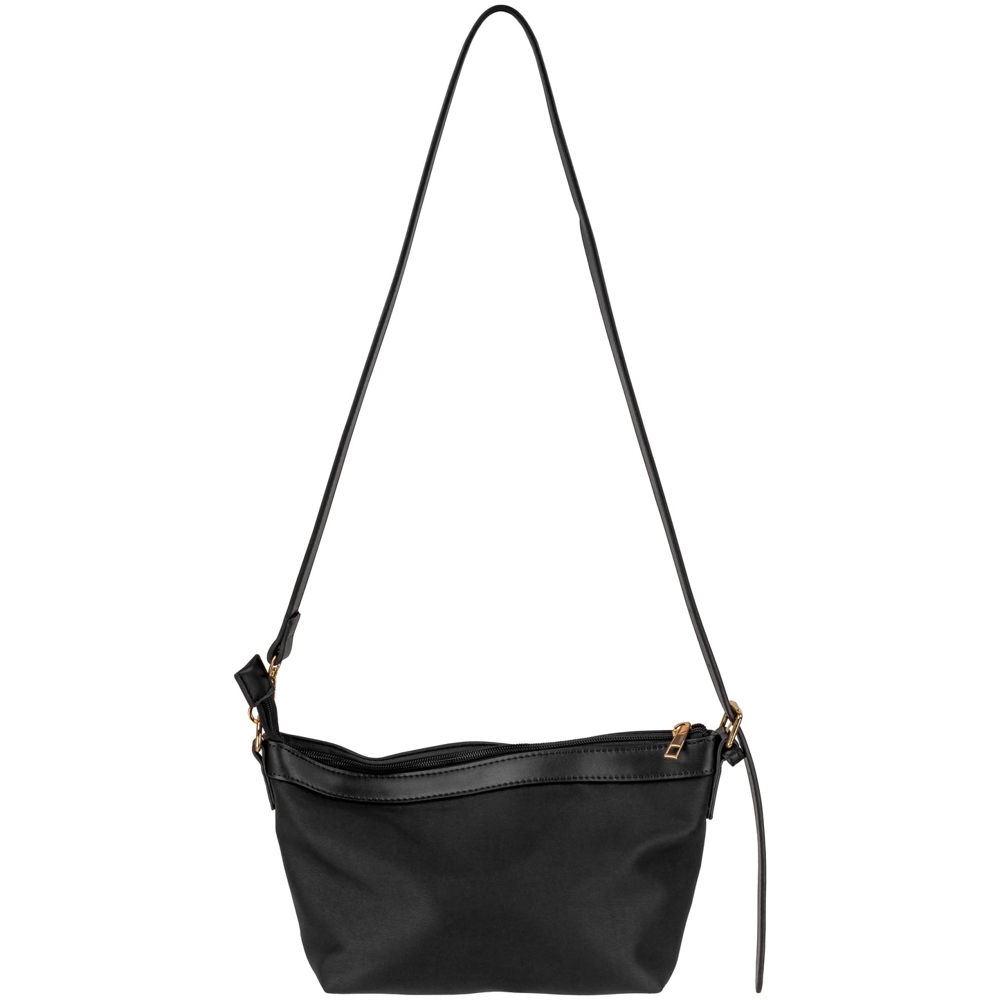 Faux Leather Woven Crossbody Black