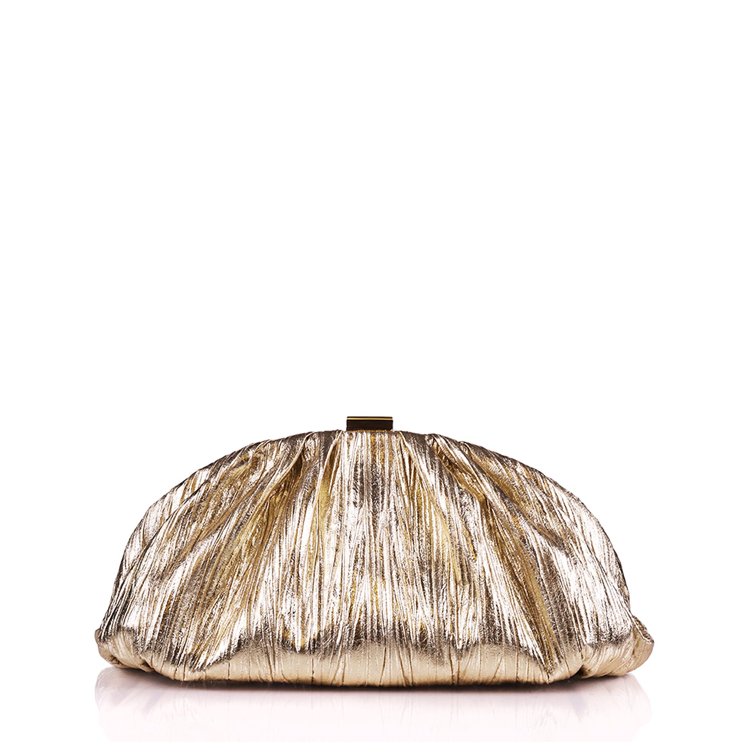 Gathered Crinkle Metallic Pu Clutch Gold