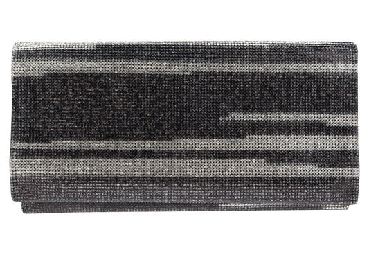 Crystal Panel Fold Over Clutch Black