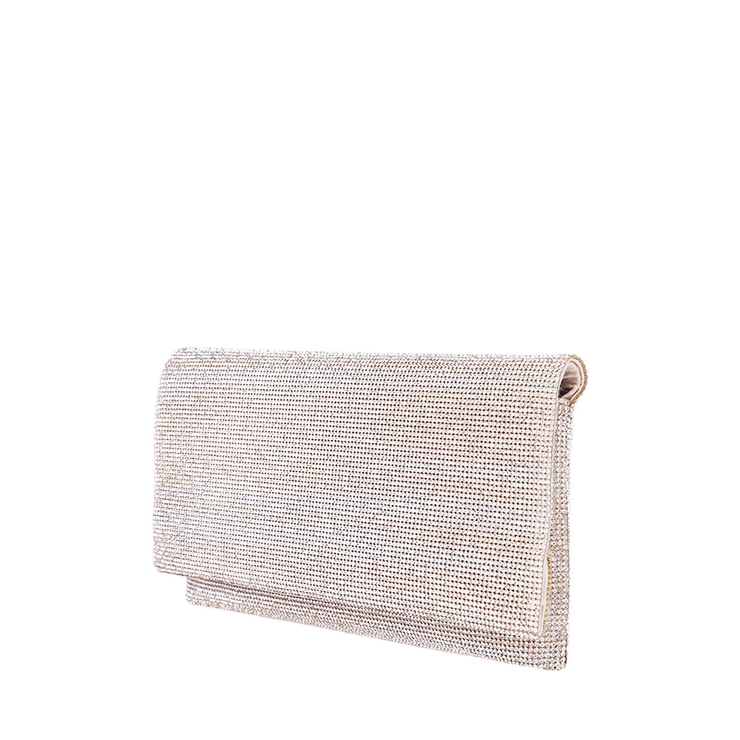 Crystal Panel Fold Over Clutch Gold