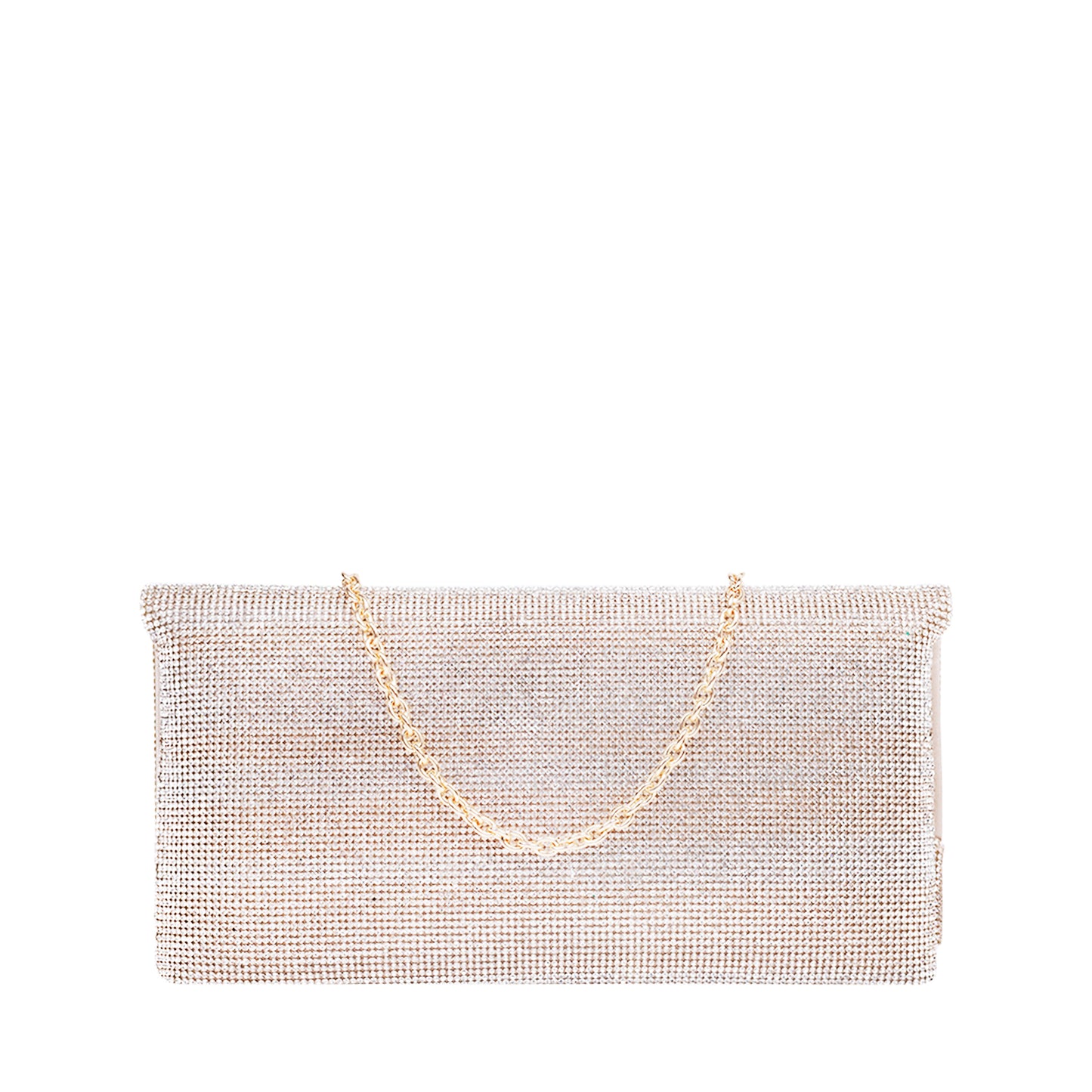 Crystal Panel Fold Over Clutch Gold