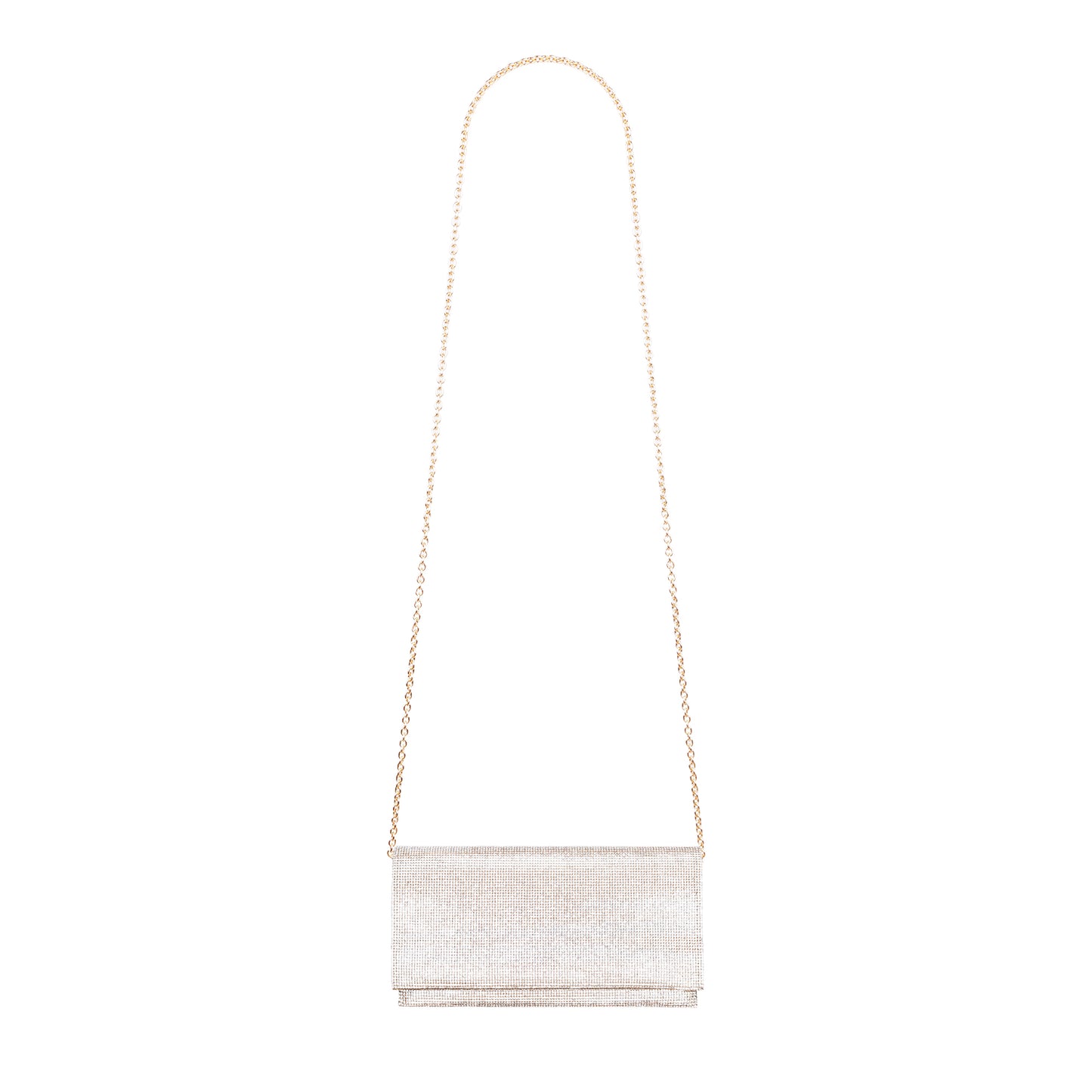 Crystal Panel Fold Over Clutch Gold