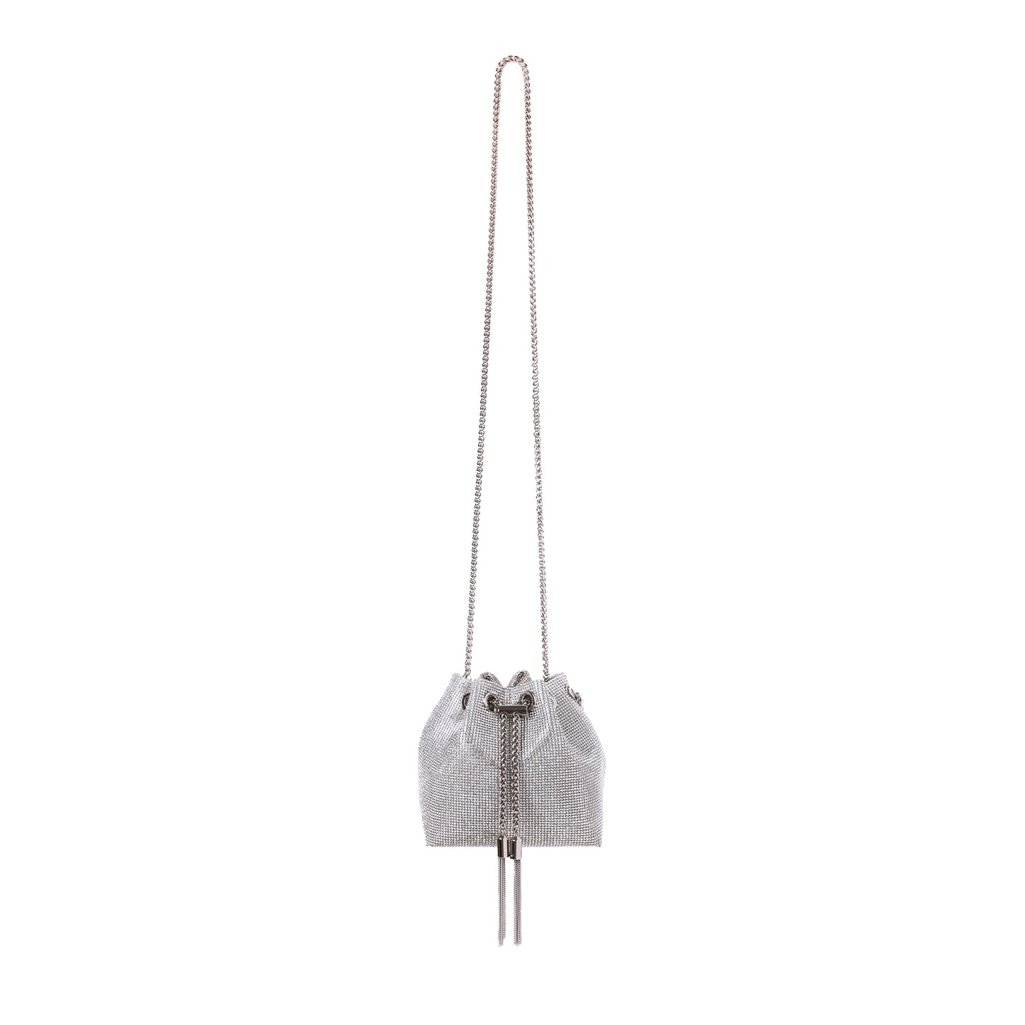 Lina Drawstring Rhinestone Bag Silver