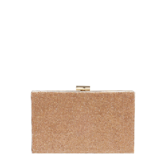 Hard Clutch In All Over Rhinestone Gold