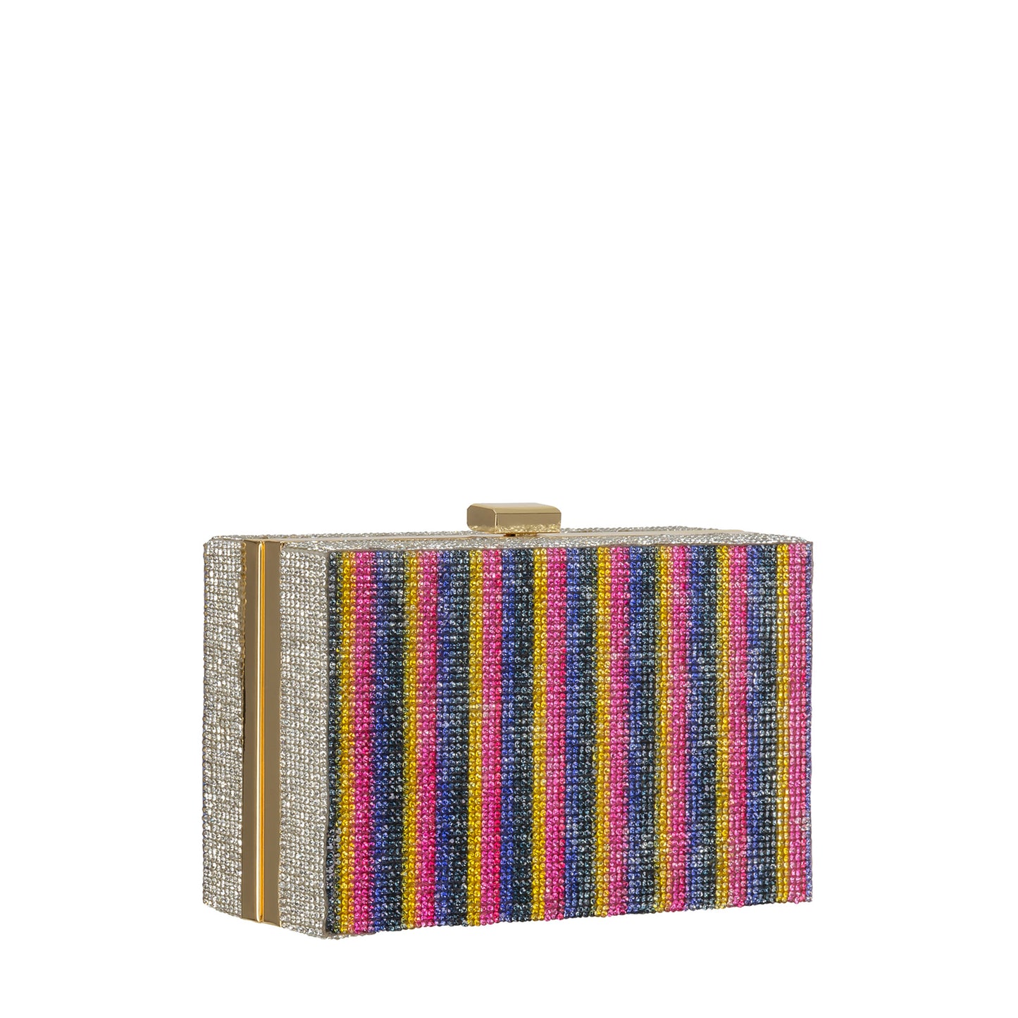 Hard Clutch In All Over Rhinestone Rainbow