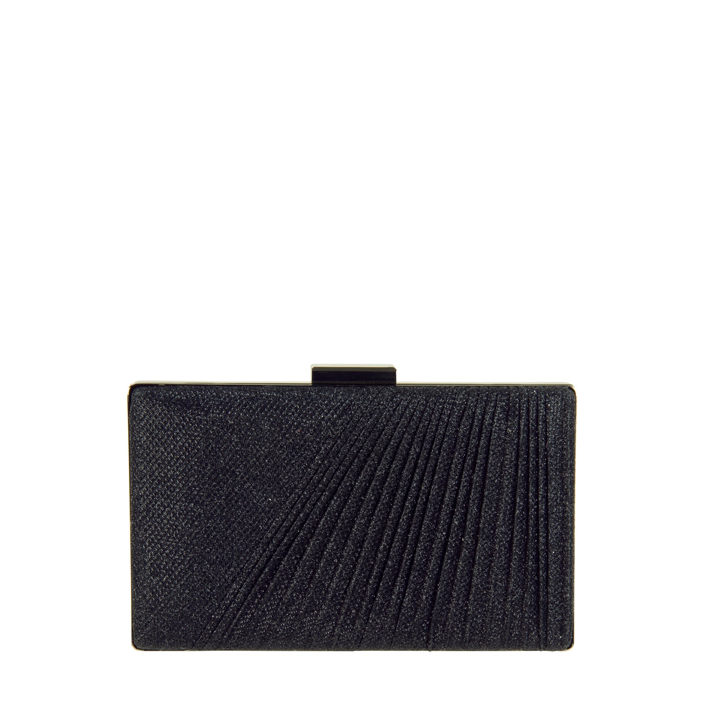 Pleated Sparkle Box Clutch Black