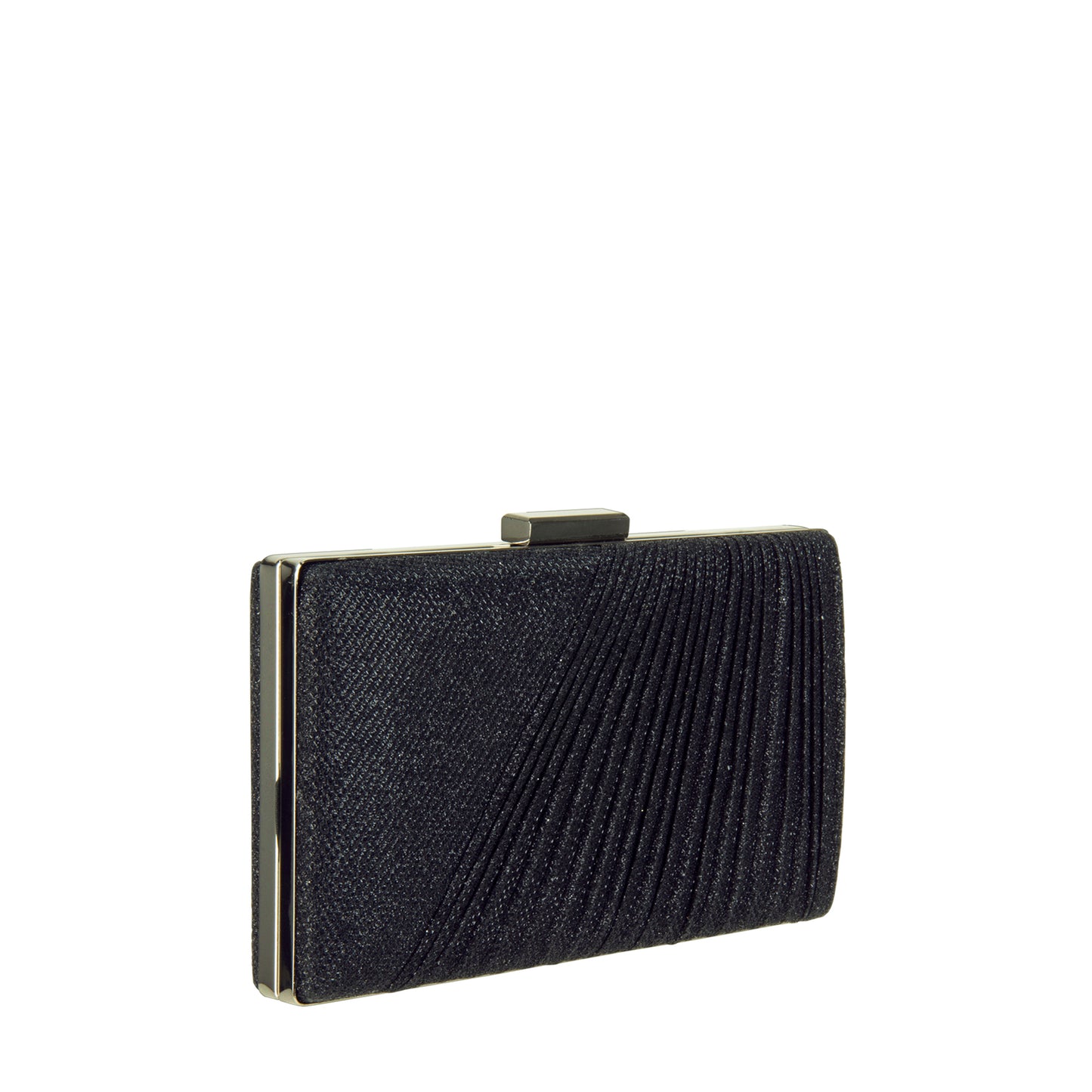 Pleated Sparkle Box Clutch Black