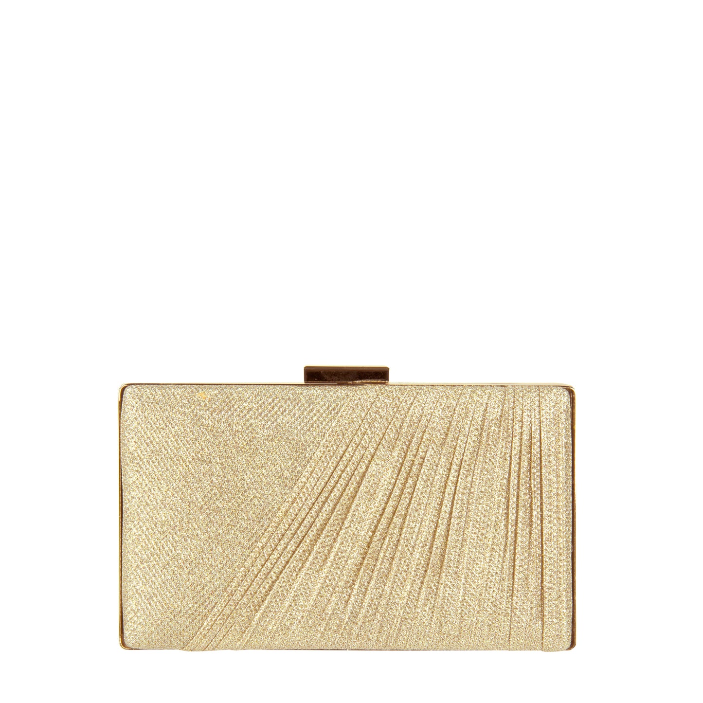 Pleated Sparkle Box Clutch Gold