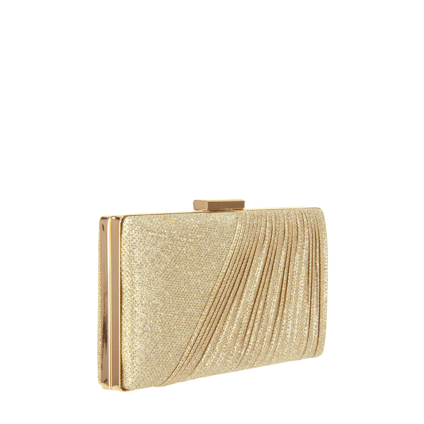 Pleated Sparkle Box Clutch Gold